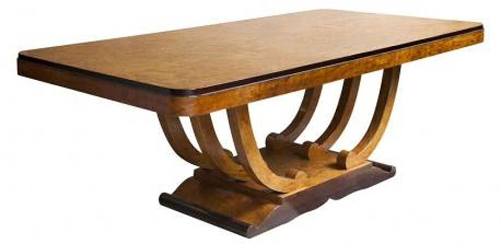 French Art Deco Burlwood U Base Dining Table For Ten Modernism